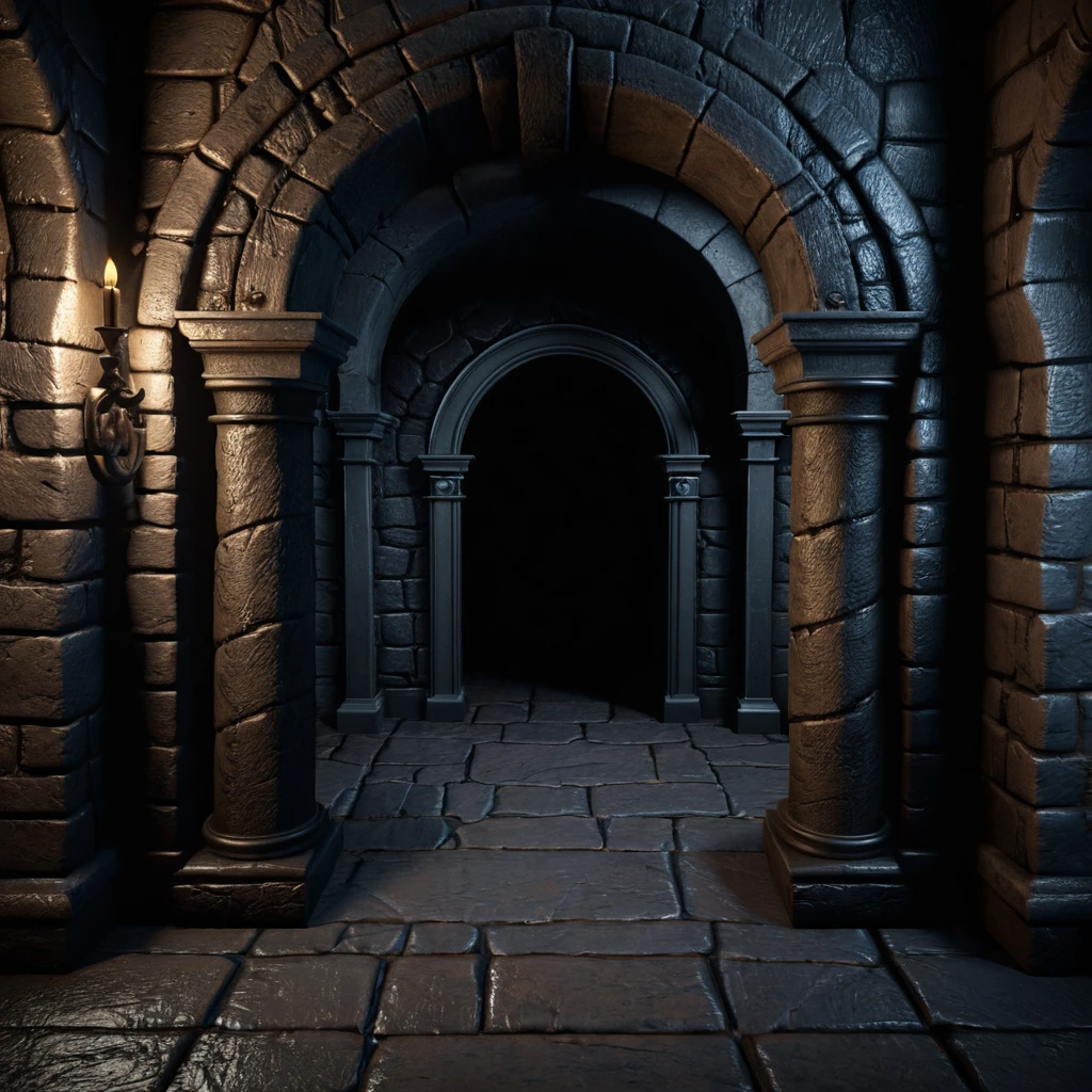 Detailed dungeon wall torch prop design