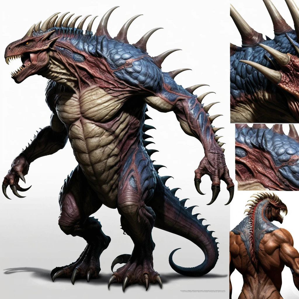 Detailed monster concept art with anatomical study