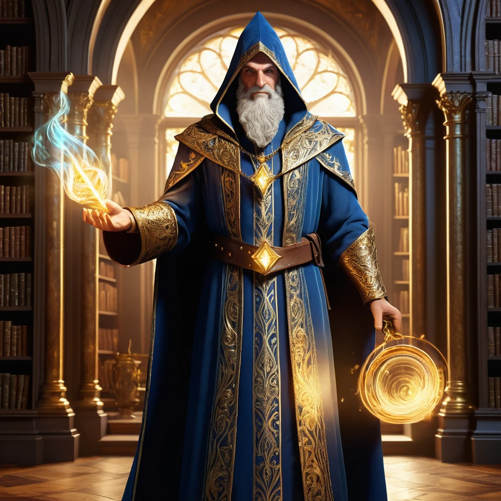 Majestic medieval wizard character concept