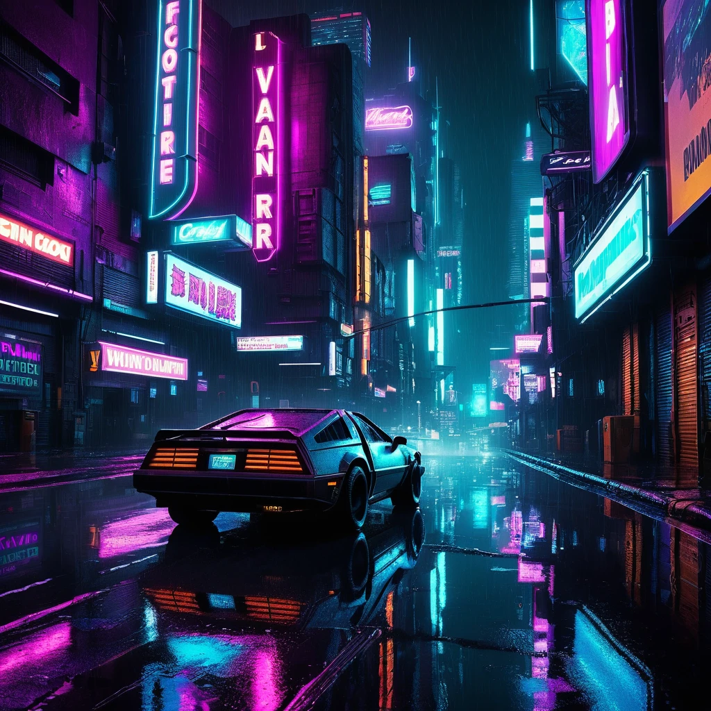 Cinematic cyberpunk cityscape with neon