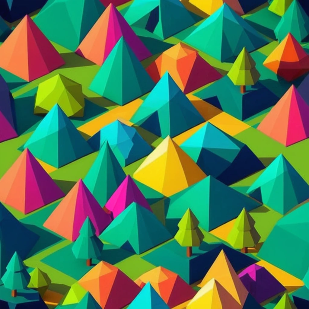 Stylized low poly nature environment