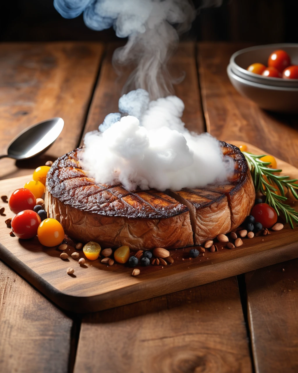 Hyper-realistic gourmet burger ad
