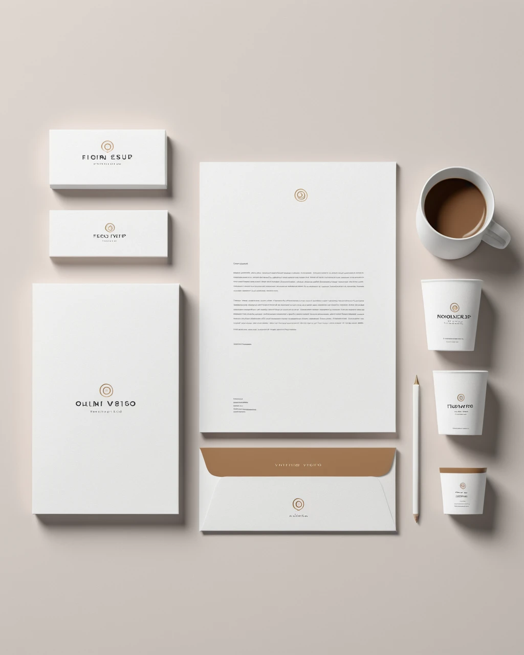 Clean minimalist brand identity stationery mockup