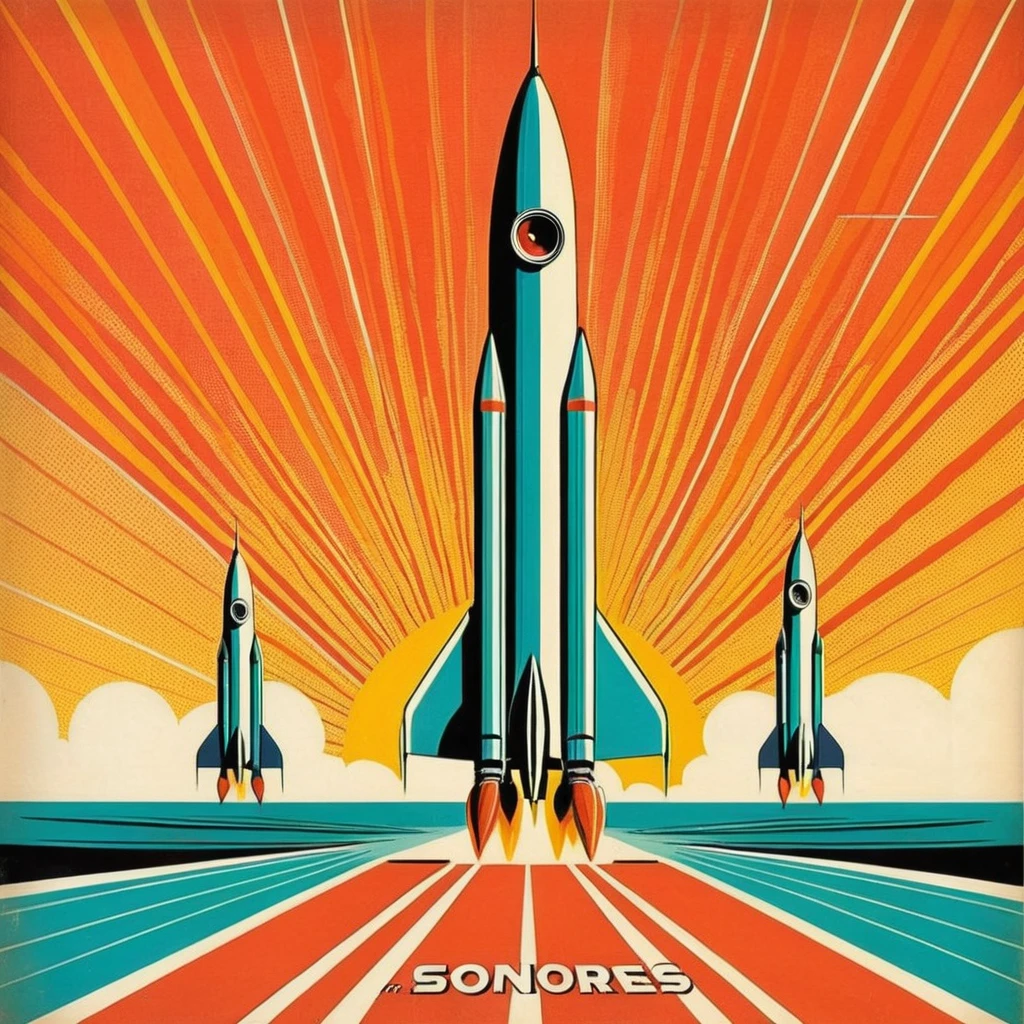Vintage retro-futurism space poster