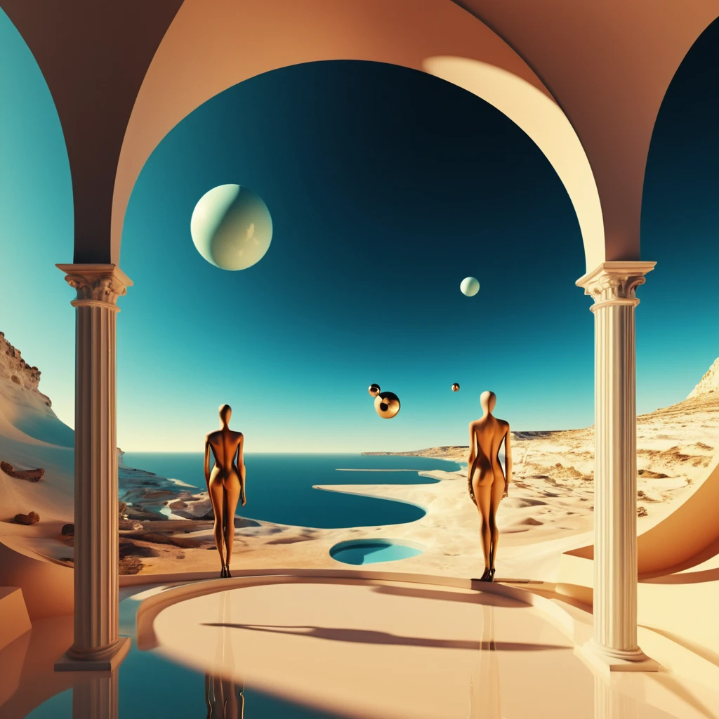 Hyper-surrealist digital art of a wave piano