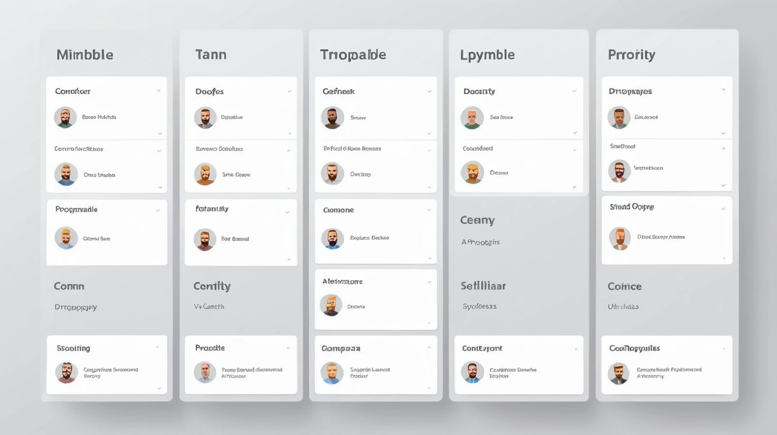 Intuitive project management kanban board interface