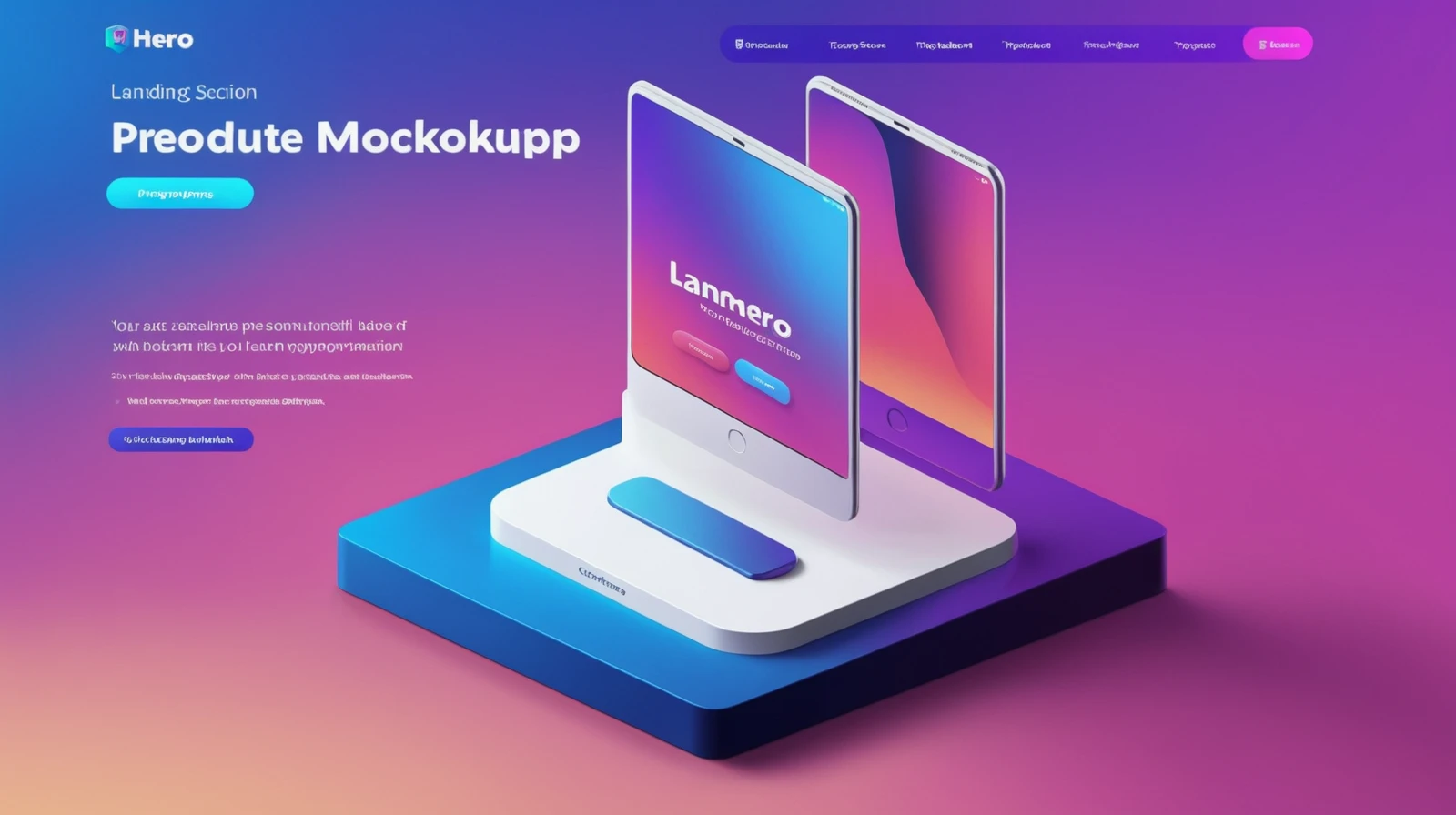 SaaS landing page with 3D product mockup
